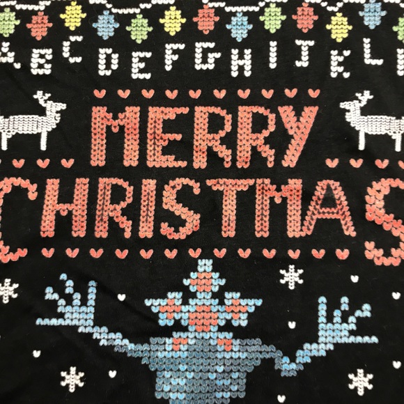 Merry Christmas Graphic Top T-shirt S Black - Picture 3 of 6